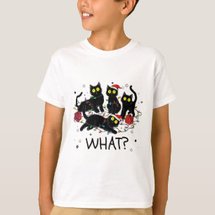 Camiseta Gato Preto Engraçado Qual Árvore de Natal Meme Nat