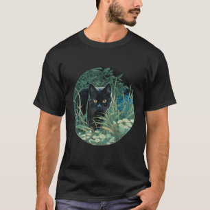 Camiseta Gato preto escondido na grama alta