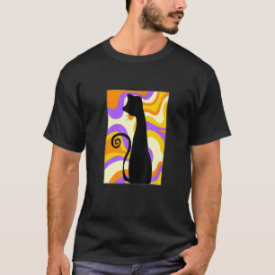 Camiseta Gato Preto Estilo Funky 60 Fundo Colorido Abs