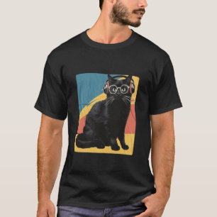 Camiseta Gato Preto Estilo Retro Vintage Gatos Pretos Amo