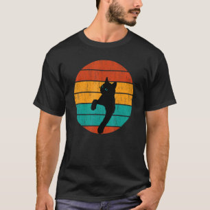 Camiseta Gato Preto Estilo Vintage dos Anos Oitenta Gato