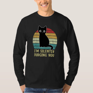 Camiseta Gato Preto Estou a Julgar-te Silenciosamente Retro