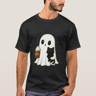 Camiseta Gato Preto Fantasma Fofo Tempero de Abóbora Hallow