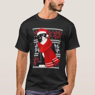 Camiseta Gato Preto Feio do Natal Chapéu de Papai Noel Cach