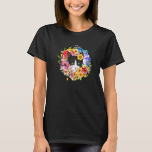 Camiseta Gato Preto Floral E Quites De Fazenda De Flores De