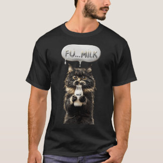 Camiseta Gato Preto Fofinho Desfruta Comicamente de Garrafa