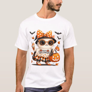 Camiseta Gato Preto Fofo com Chapéu de Bruxa � Kawaii Arte