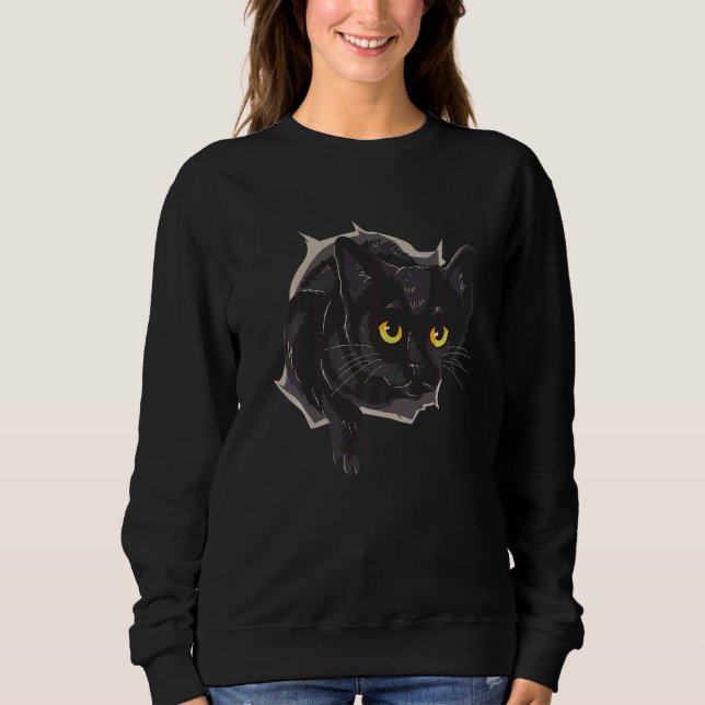 Camiseta Gato preto fofo com olhos amarelos   (Frente)