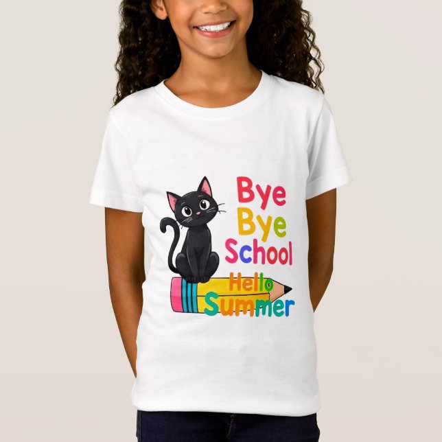 Camiseta Gato Preto Fofo com Texto Colorido (Frente)
