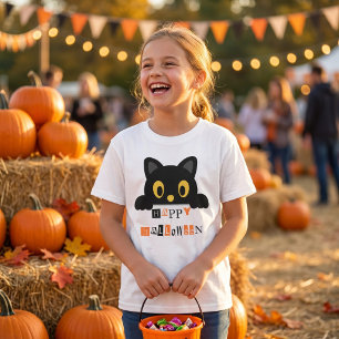 Camiseta Gato Preto Fofo de Halloween