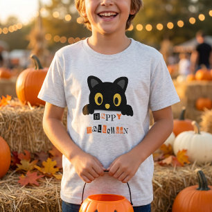 Camiseta Gato Preto Fofo de Halloween