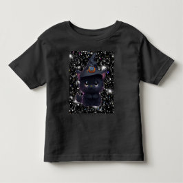 Camiseta Gato preto fofo e caprichoso de Halloween