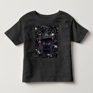 Camiseta Gato preto fofo e caprichoso de Halloween