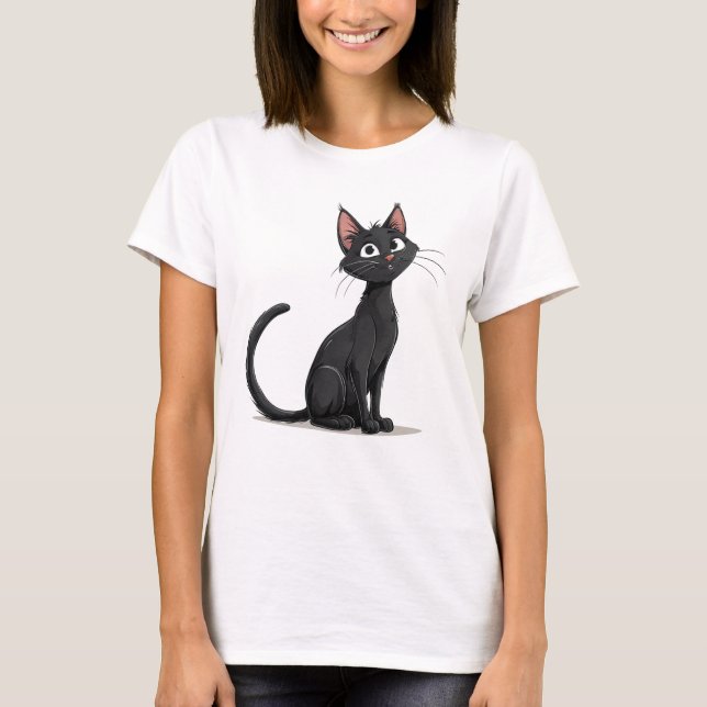 Camiseta Gato Preto Fofo Expressando Amizade (Frente)