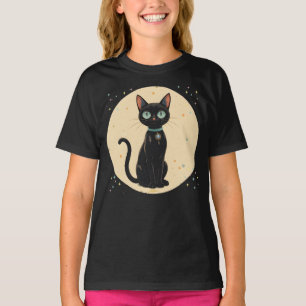 Camiseta Gato Preto Futurista Atômico Lua