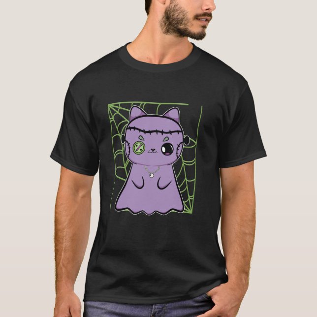 Camiseta Gato Preto Ghost Horror Patch De Olho Para Ha (Frente)