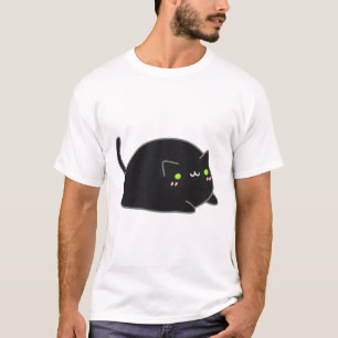 Camiseta Gato Preto Gordo Kawaii