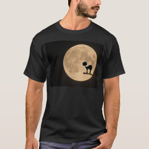 Camiseta Gato preto gótico do Halloween com lua de cheio