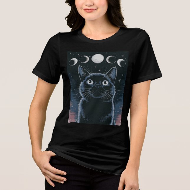 Camiseta Gato Preto gótico, Presente Gótico, Gato Preto da  (Frente)