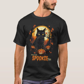 Camiseta Gato Preto Halloween Este é Meu Rosto Assustador P