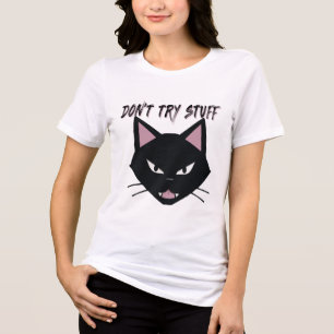 Camiseta Gato Preto Irritado - Minimalista Sonoro "NÃO TENT