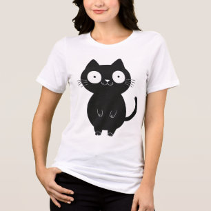 Camiseta Gato Preto Kawaii Desenho de Gato de Desenho Anima