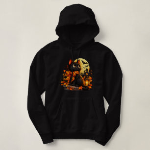 Camiseta Gato Preto Lanterna da Lua no Halloween Fofo