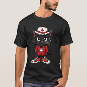 Camiseta Gato Preto Legal Bandeira do Canadá Dia do Canadá