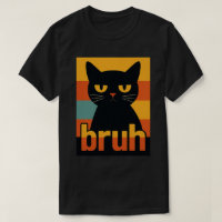 Gato Preto Mal-humorado "Bruh" Meme Retrô Vintage