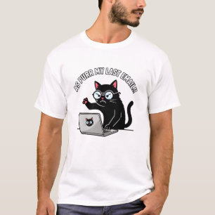 Camiseta Gato Preto Mal-Humorado Como Miau Meu Último E-mai