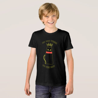 Camiseta Gato Preto Mandão Coroado para crianças G