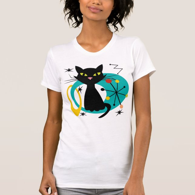 Camiseta gato preto meio século (Frente)