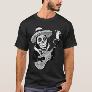 Camiseta Gato Preto Mexicano Espanhol México Caveira de Açú