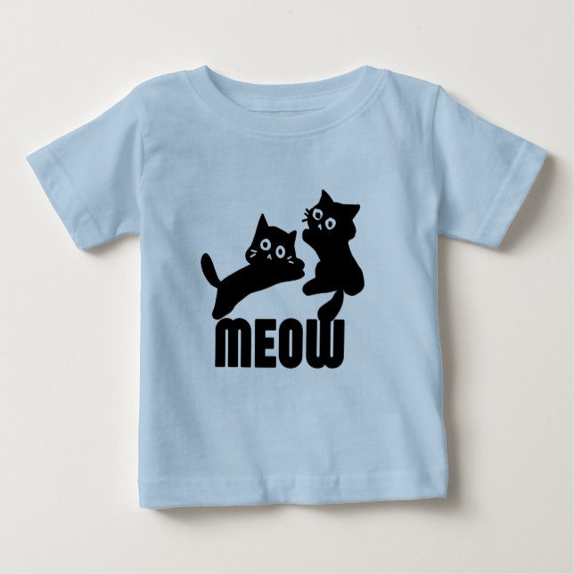 Camiseta gato preto, miau (Frente)