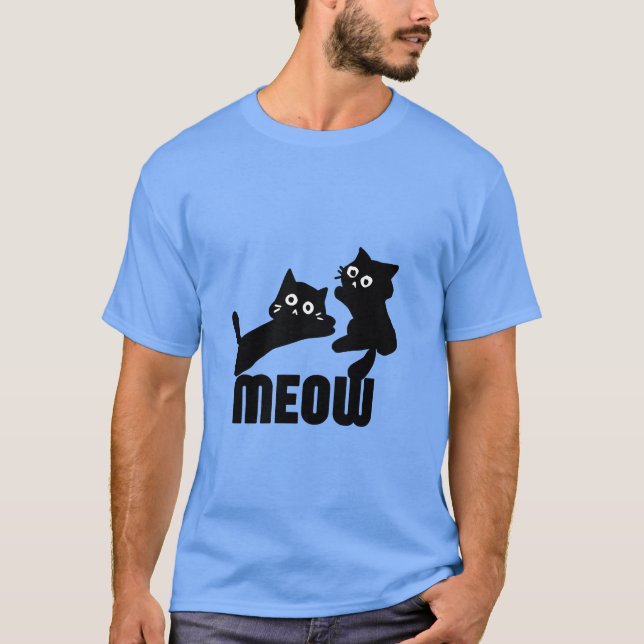 Camiseta gato preto, miau (Frente)