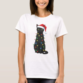 Camiseta Gato Preto Natal Amante do Papai Noel