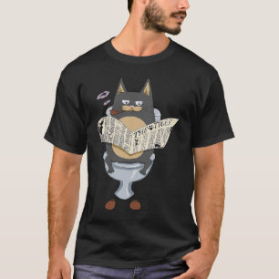 Camiseta Gato Preto No Toalete Gato de Jornal