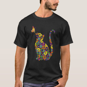 Camiseta Gato Preto Observando Borboleta Fofa Gato Engraçad