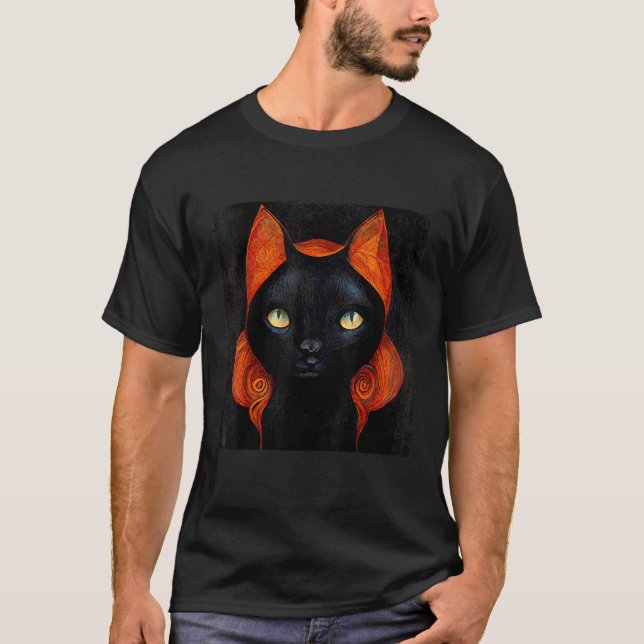 Camiseta Gato Preto Olhos Amarelos (Frente)