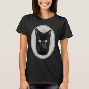 Camiseta Gato Preto Olhos Amarelos e Verdes  Gato Legal Pap