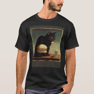 Camiseta Gato Preto Pensando Hambúrguer
