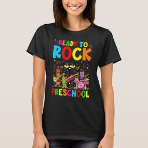 Camiseta Gato Preto Pronto Para Rock Pré-Escolar Volta às A