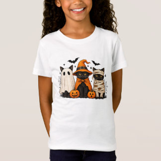 Camiseta Gato Preto Retro Bruxa Halloween Assustador Abóbor