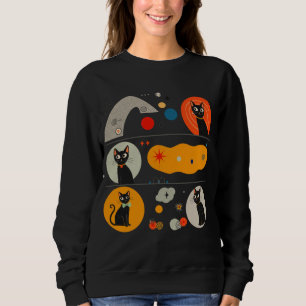 Camiseta Gato Preto Retro MCM: Arte Gráfica Abstrata Cósmic