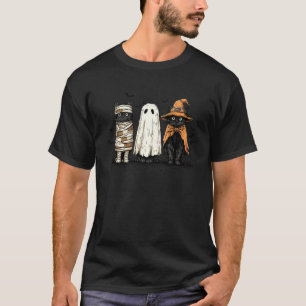 Camiseta Gato Preto Retro Meow Abóbora Halloween Kitty Espa