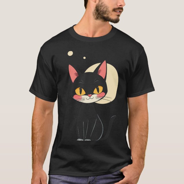 Camiseta gato preto retro presentes engraçados gatos amante (Frente)