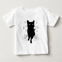 Gato Preto Rodeado por Notas Musicais Sussurrantes