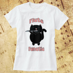 Camiseta Gato Preto Rosa Fanático Fluido