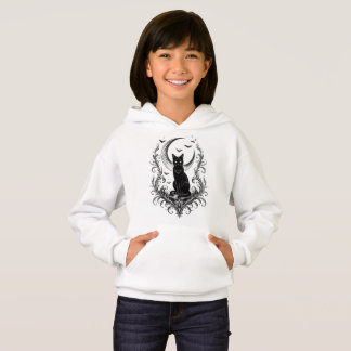 Camiseta Gato Preto Sob Design Gótico e Mágico de Lua