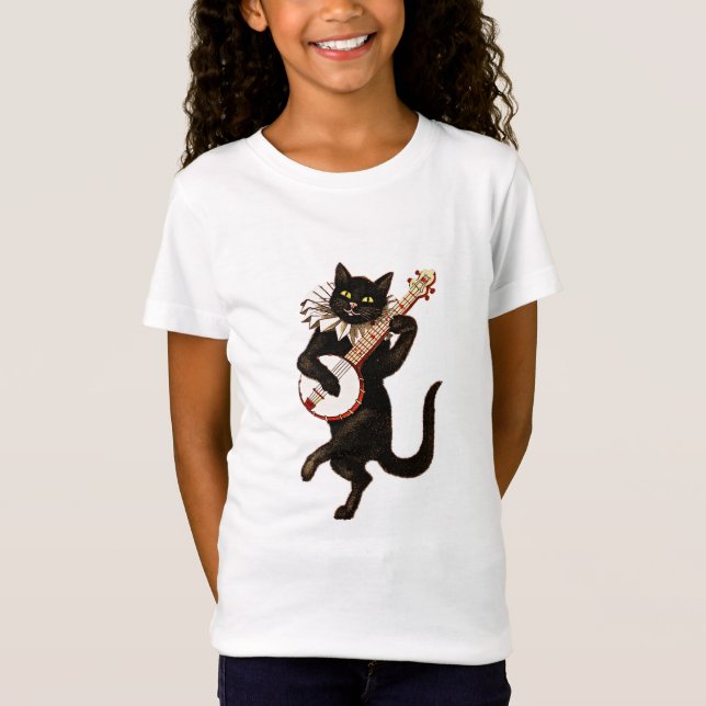 Camiseta Gato preto tocando banjo (Frente)